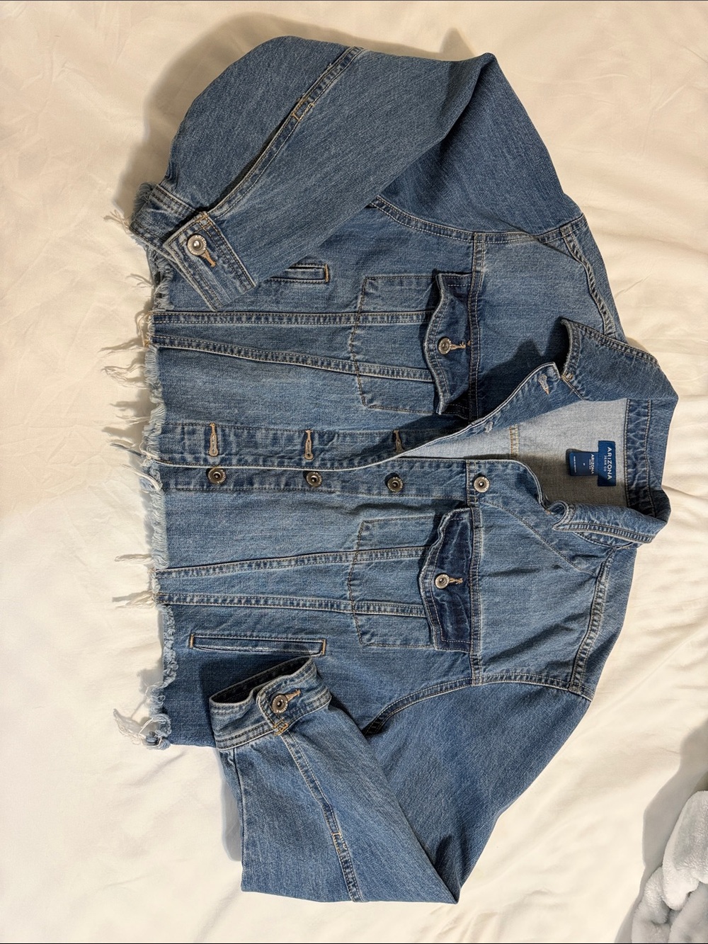 Arizona Jean Company Blue Distressed Denim Jacket